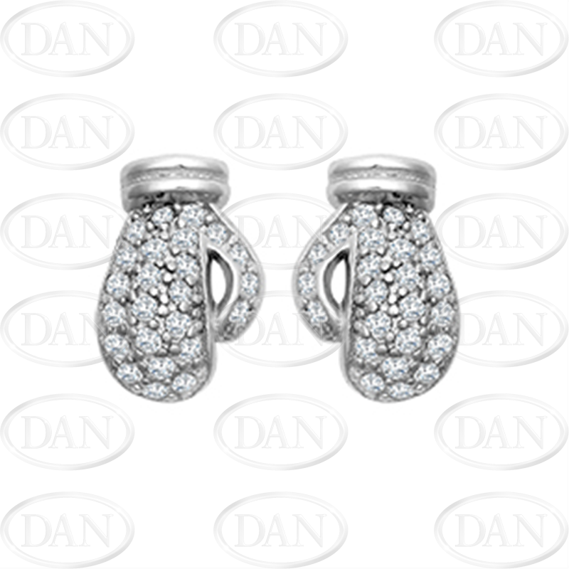 Sterling Silver CZ Boxing Glove Stud Earrings