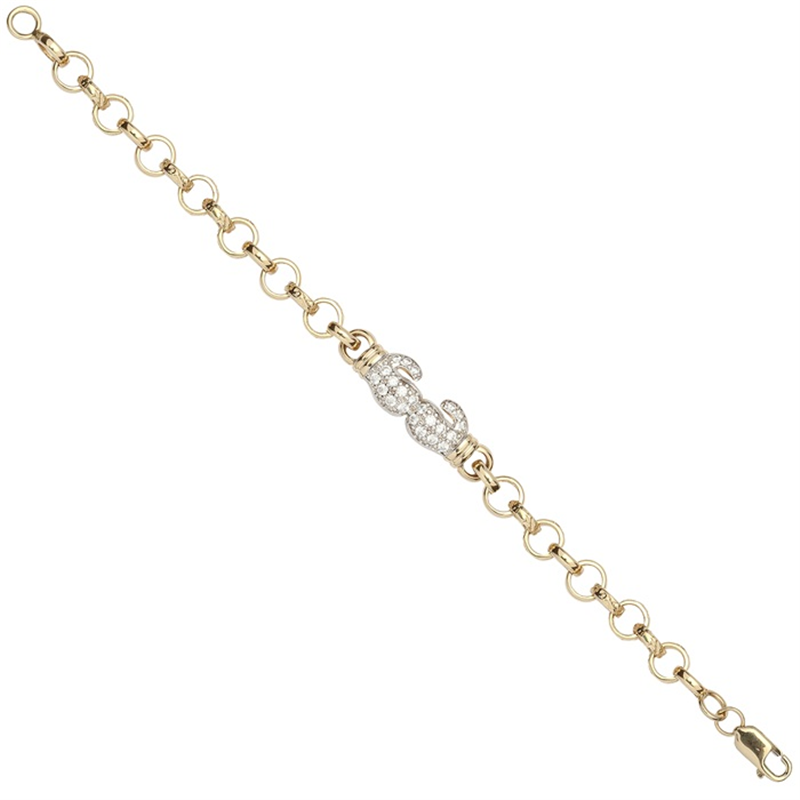 9ct YG Cz Boxing Glove Baby Belcher