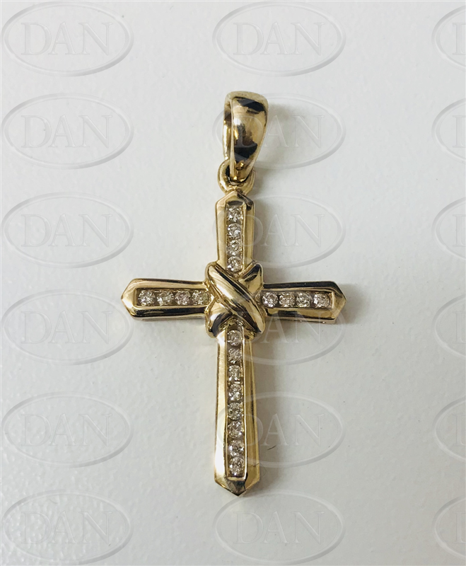 9ct Yellow Gold 0.25ct Diamond Cross Pendant