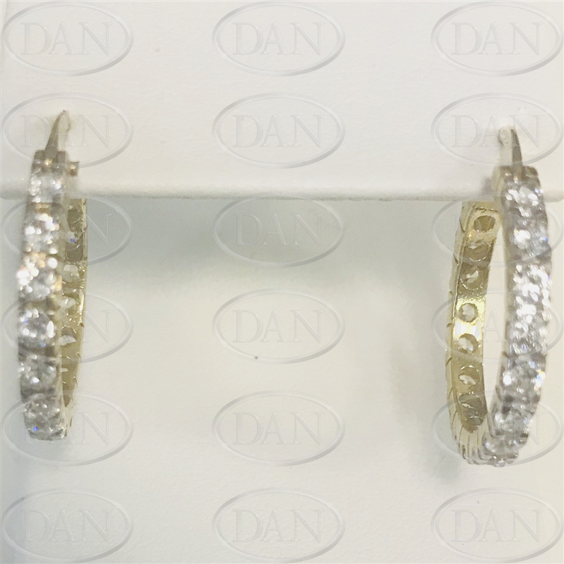 9ct YG CZ Set Hoop Earrings