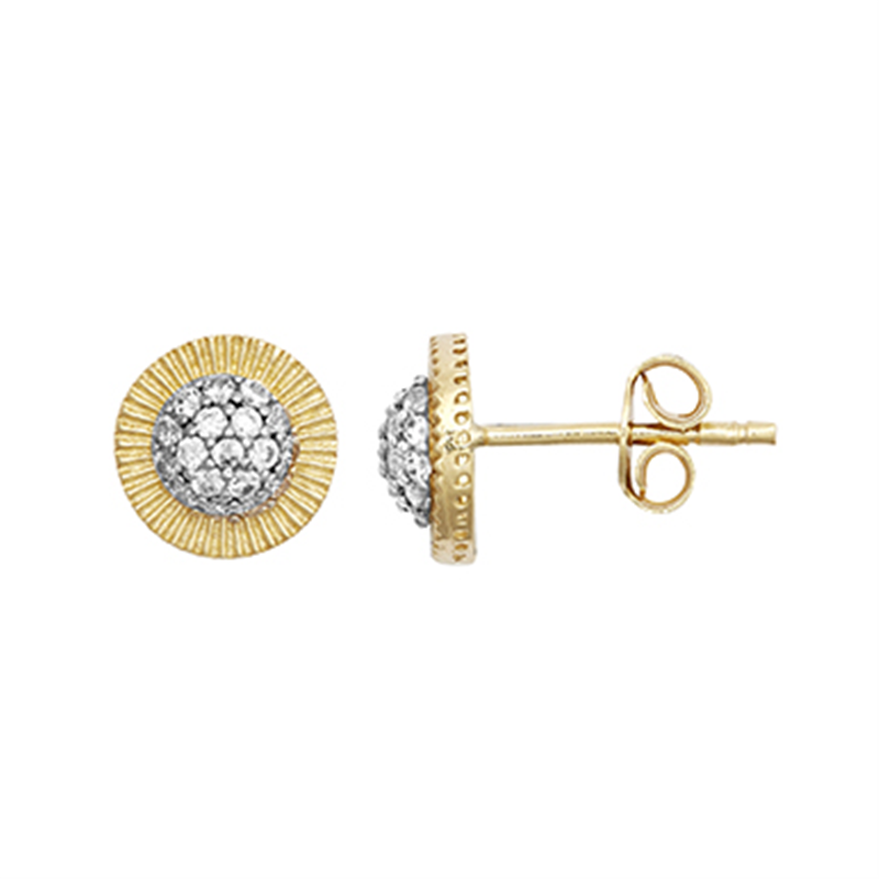 9ct YG 9mm Round Cz Stud Earring