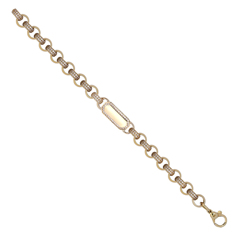 9ct YG CZ Baby ID Belcher Bracelet