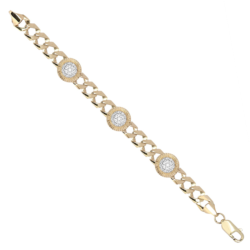 9ct YG 11mm Round Cz Sunray Baby Bracelet