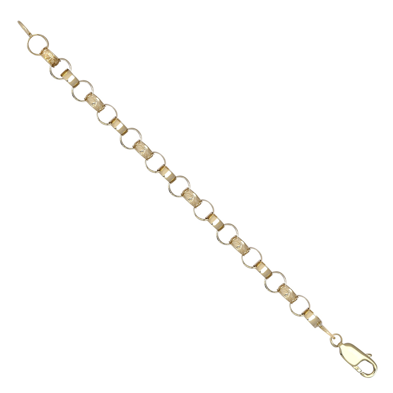 9ct YG Engraved And Plain Belcher Baby Bracelet