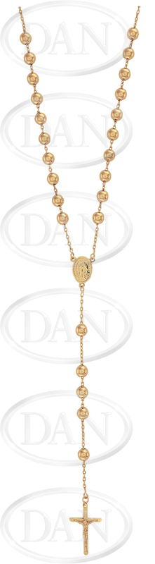 9ct YG Rosary Bead Chain with Madonna