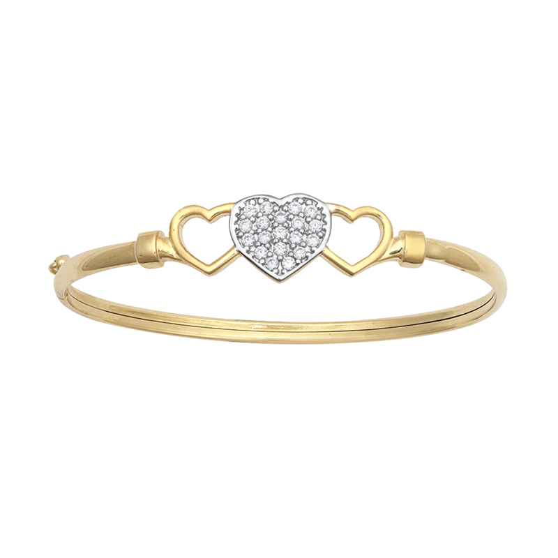9ct YG Baby Triple Hearts Bangle