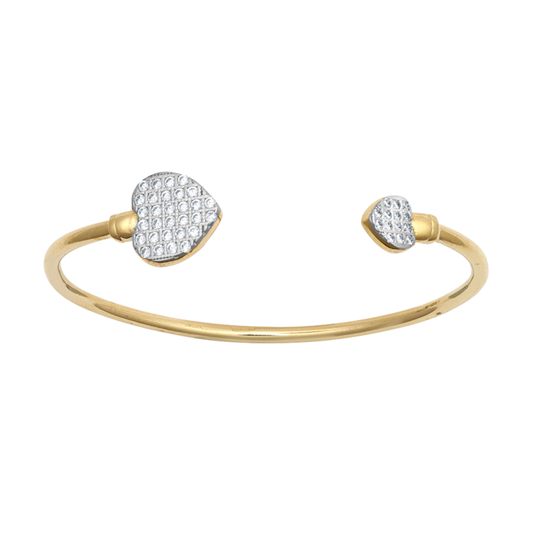 9ct YG Baby Double Cz Hearts Bangle