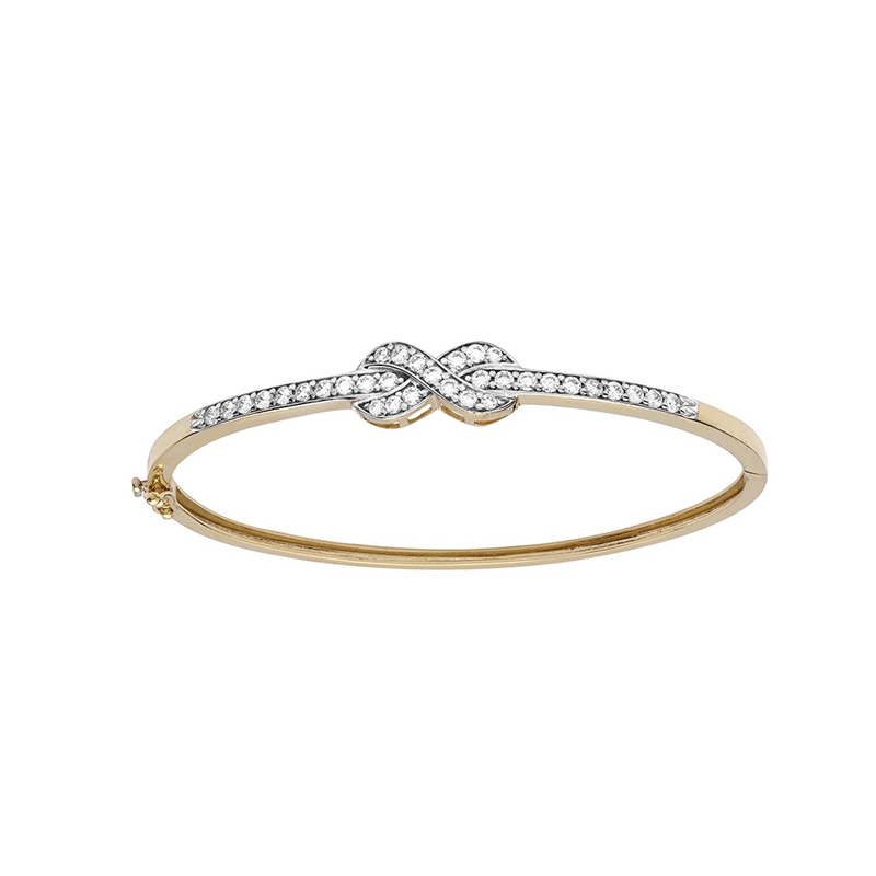 9ct YG Cz Ladies Infinity Bangle