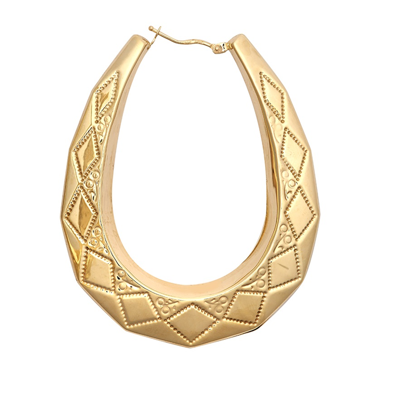 9ct YG Oval Creole Earrings