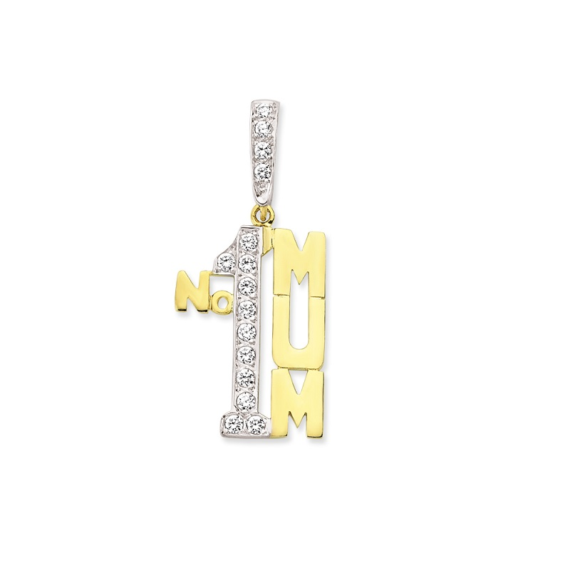 9ct Yellow Gold Cz No1 Mum Pendant
