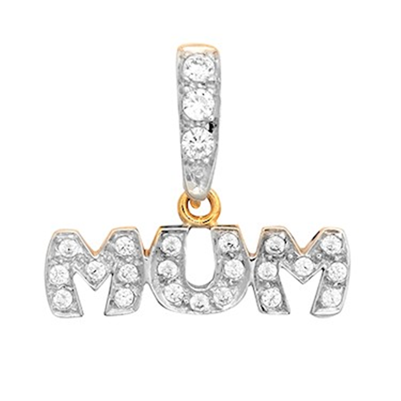 9ct YG Cz Mum Pendant