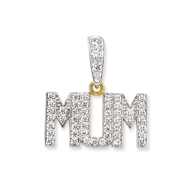 9ct YG Cz Mum Pendant