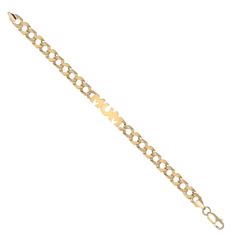 9ct YG Mum Curb Bracelet