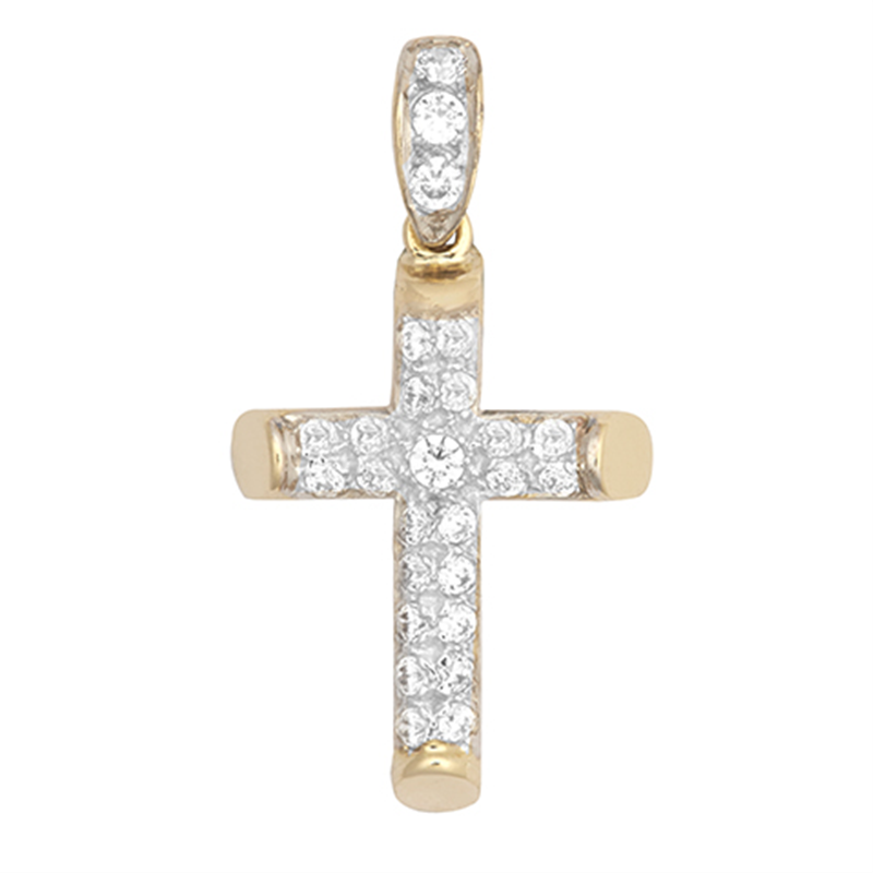 9ct YG Cz Cross Pendant