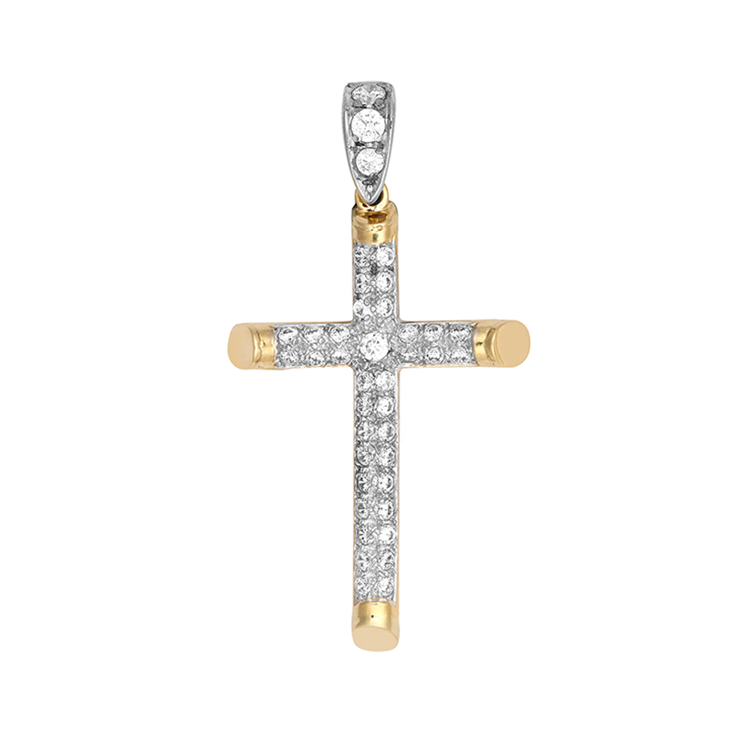 9ct YG Cz Cross Pendant