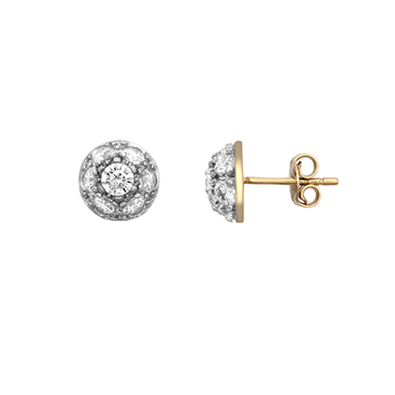 9ct YG Cz Dome Stud Earrings