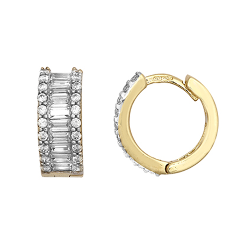 9ct YG Cz Huggie Earrings