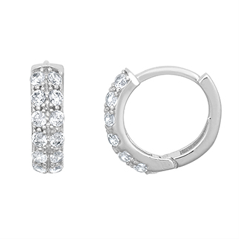 9ct White Gold CZ Huggie Earrings