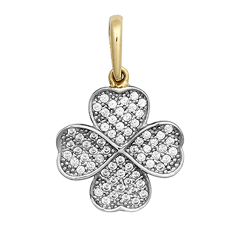 9ct YG Cz Clover Pendant