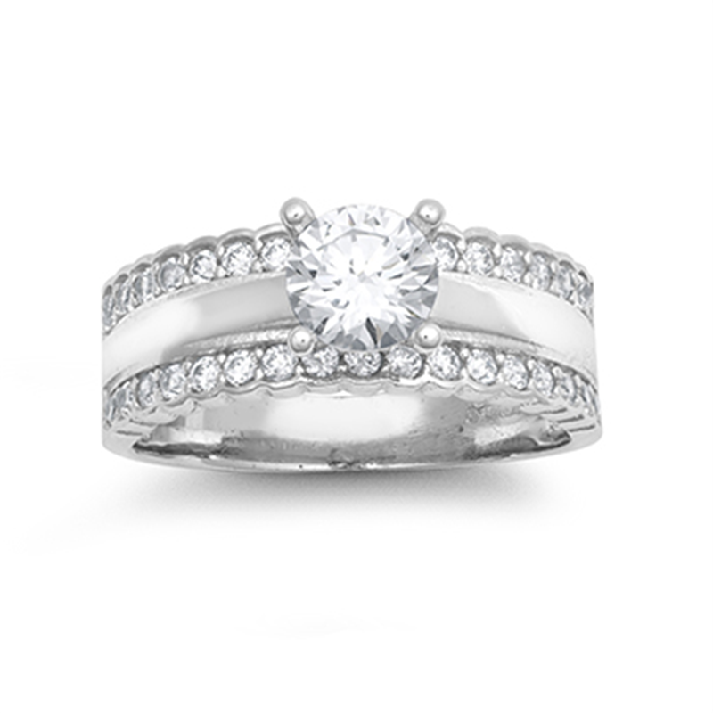 9ct WG Ladies Cz Band Ring  P