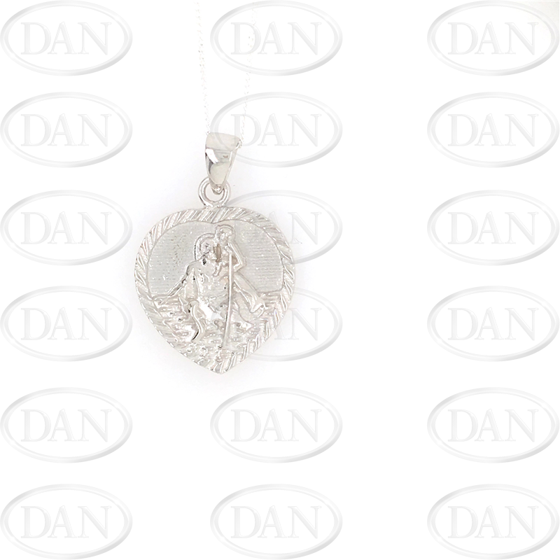 Sterling Silver Heart St. Christopher Pendant