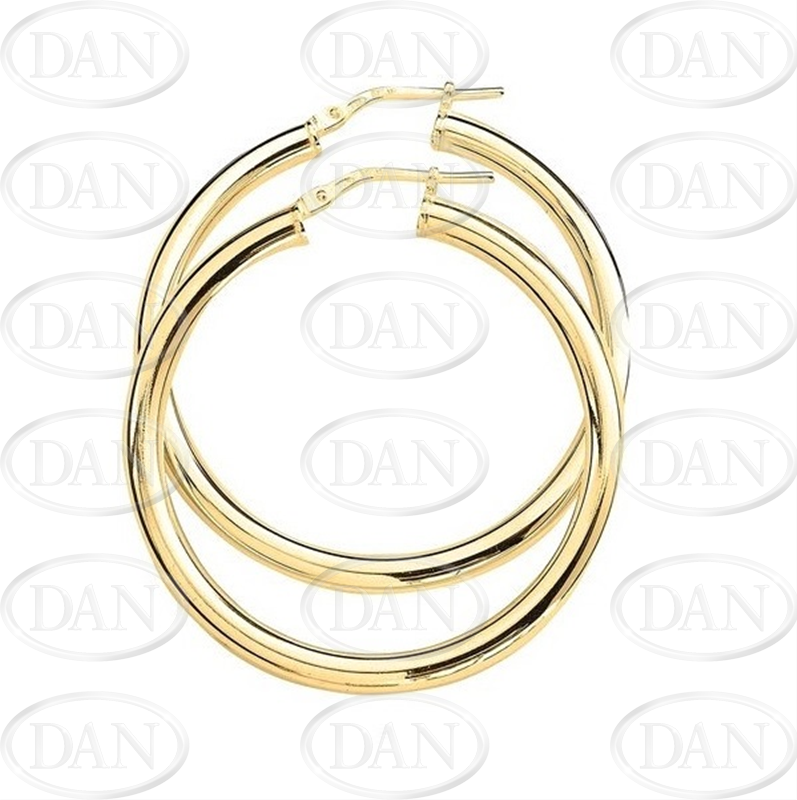 Gold Plated Sterling Silver 40mm Polished Hoops.