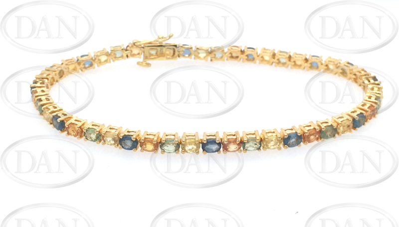 Gold Plated Silver Claw Set Multi Coloured CZ Bracelet