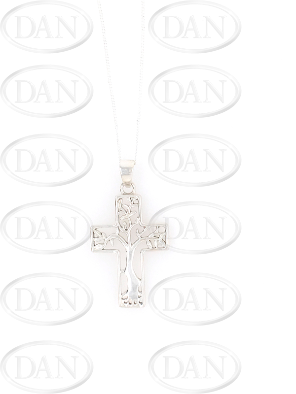 Sterling Silver Tree Of Life Cross Pendant