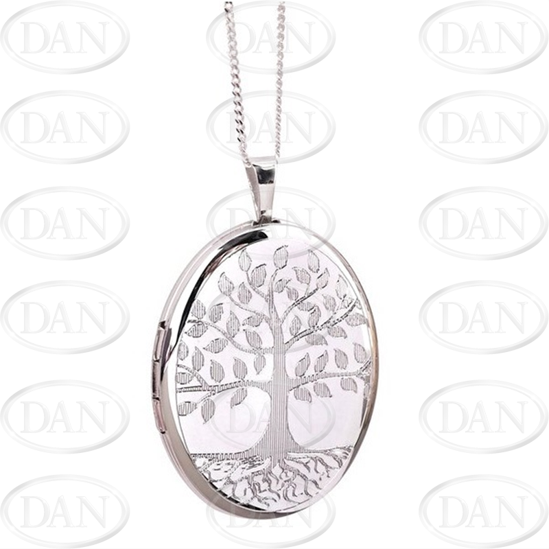 Sterling Silver Tree Of Life 20mm Oval Locket