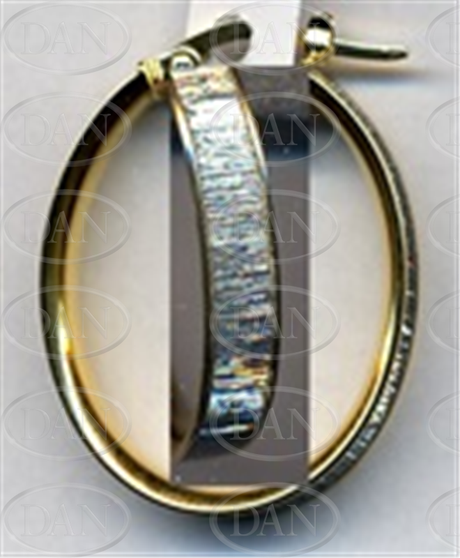 9CT GOLD LINEAR GLITTER OVAL HOOP