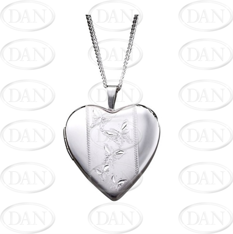 STERLING SILVER 20mm BUTTERFLY HEART LOCKET