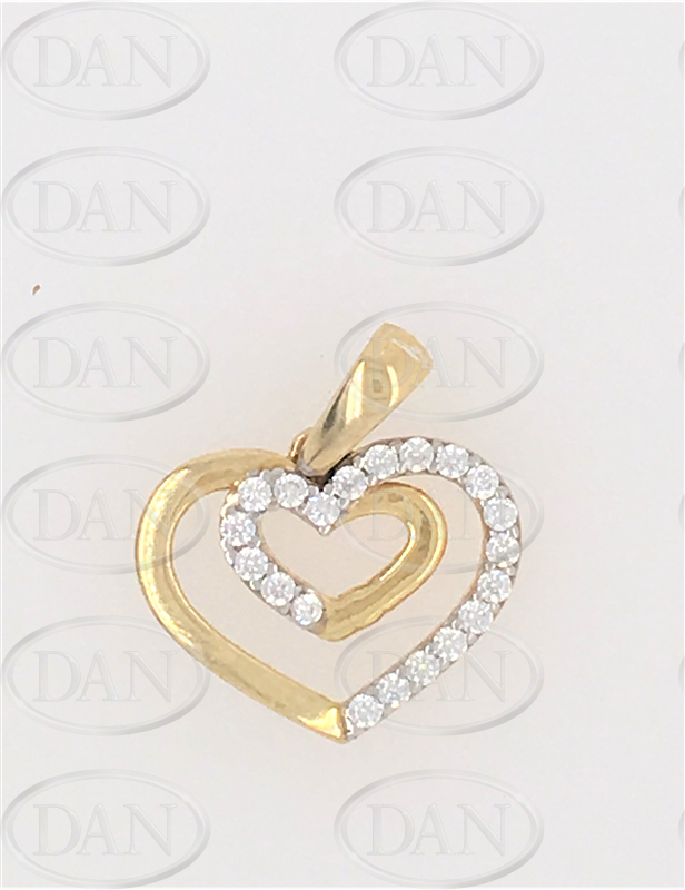 9ct Yellow Gold Cz Heart Pendant with 18