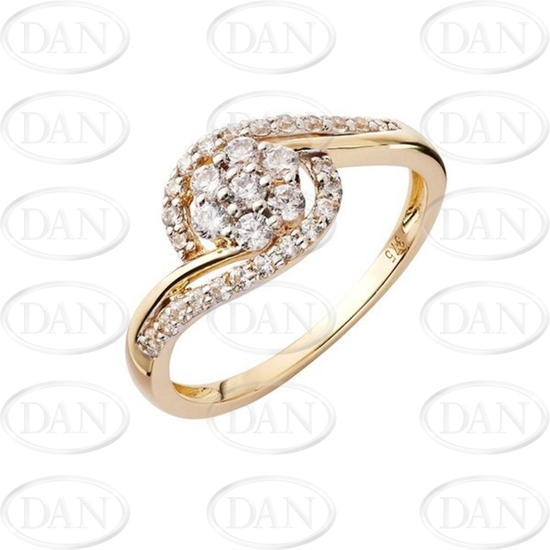 9CT GOLD CZ TWIST RING