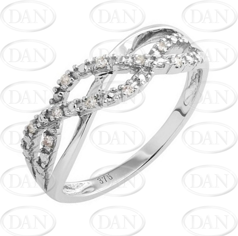 9CT WHITE GOLD 0.06CT DIAMOND ENTWINED BAND RING