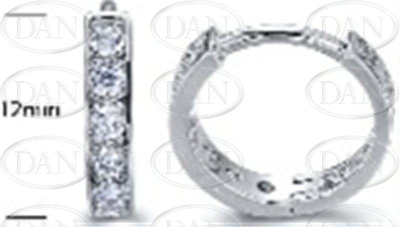 Sterling Silver Cz 12mm Huggie Earrings