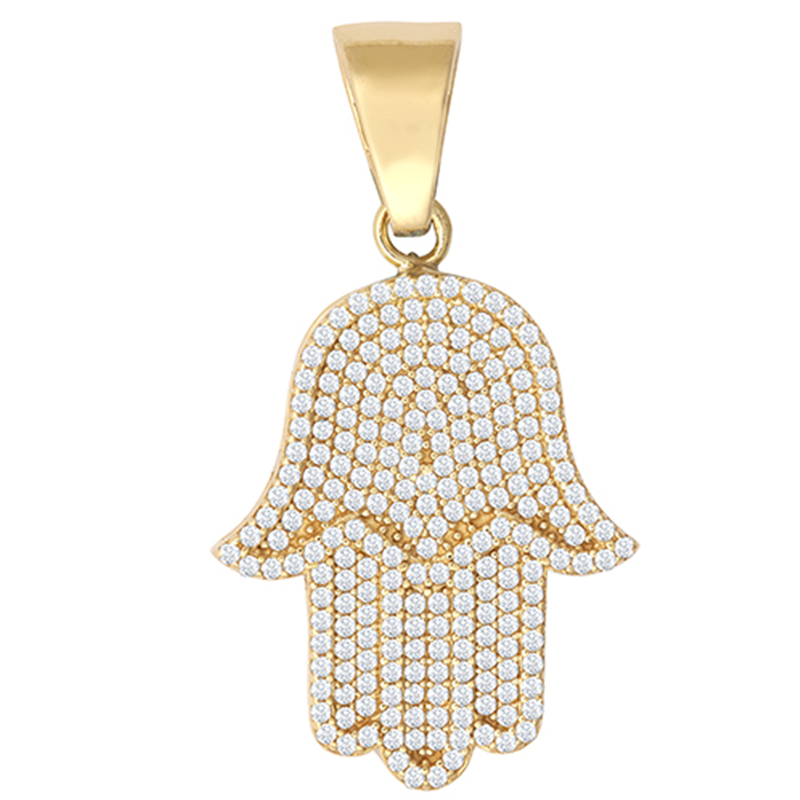 9ct YG Cz Hamsa Pendant