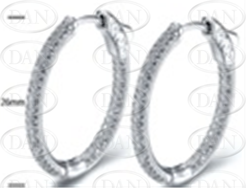 STERLING SILVER 26mm INSIDE OUT PAVE CZ HOOPS