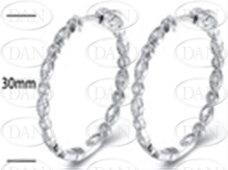 STERLING SILVER 30mm INSIDE OUT CZ MILLGRAIN HOOPS