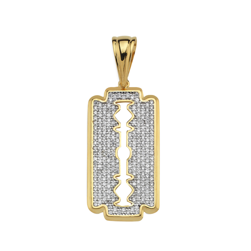 9ct YG Cz Razor Pendant