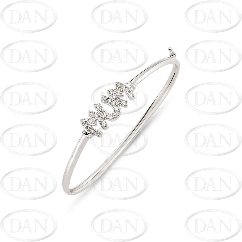 Sterling Silver CZ Mum Bangle