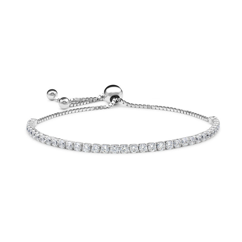 Sterling Silver CZ Sliding Clasp Bracelet