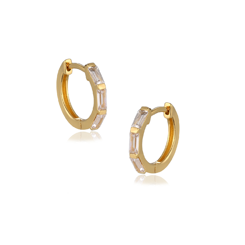 Sterling Silver Gold Plated Cz Hoops