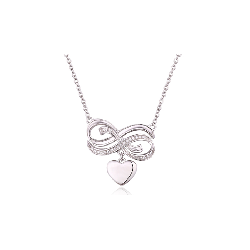 Sterling Silver CZ Infinity Heart Necklace