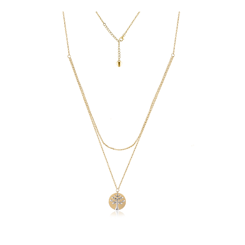 Sterling Silver Two Tone Plated Layered Necklace