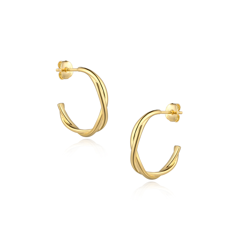 Sterling Silver Gold Plated Twisted Hoop Earrings