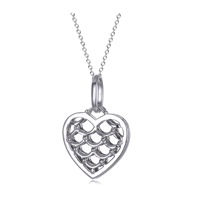 Sterling Silver Heart Sentiment Pendant + Chain - forever in my heart (on front)