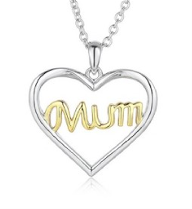 Sterling Silver Two Tone MUM Pendant + Chain