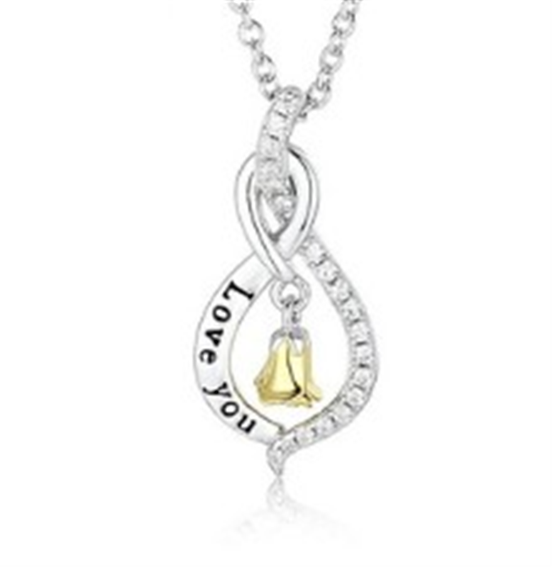 Sterling Silver 'love you' Cz MUM pendant + chain