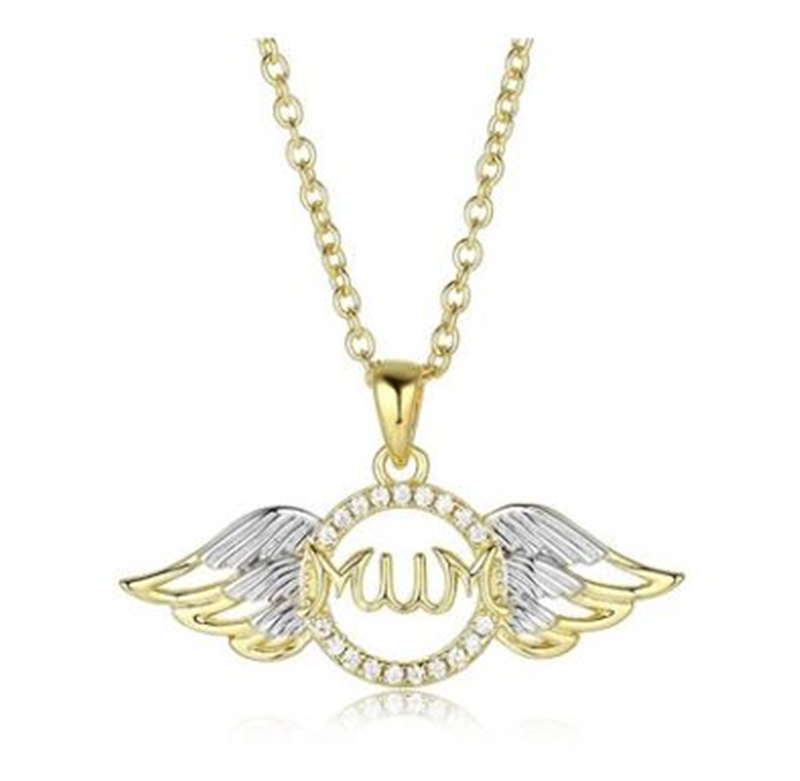 Sterling Silver Gold Plated Winged MUM pendant + Chain