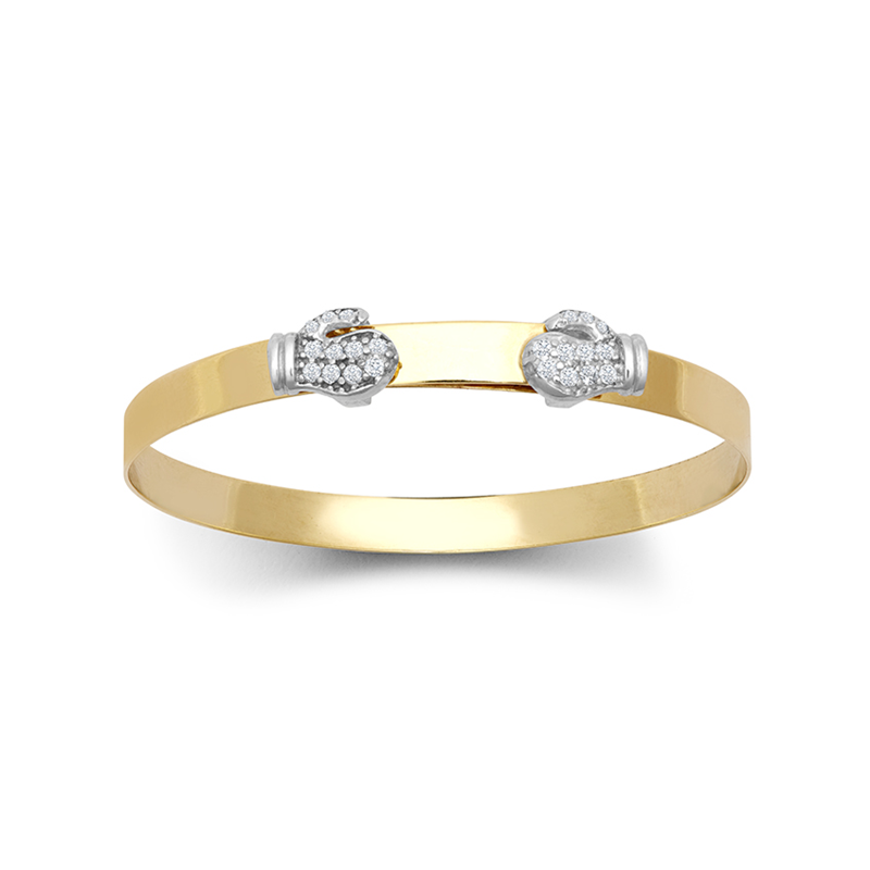 9ct Yellow Gold Cz Boxing Glove Expandable Baby Bangle